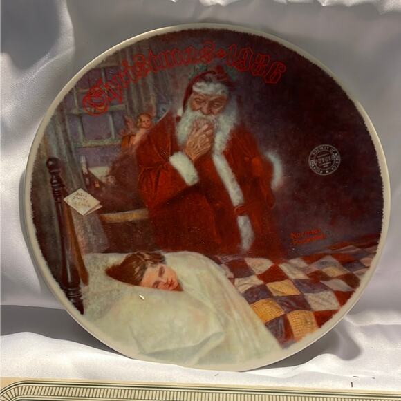 Bradford Exchange Norman Rockwell Plate Christmas 1986 Deer Santy Claus - Picture 1 of 5